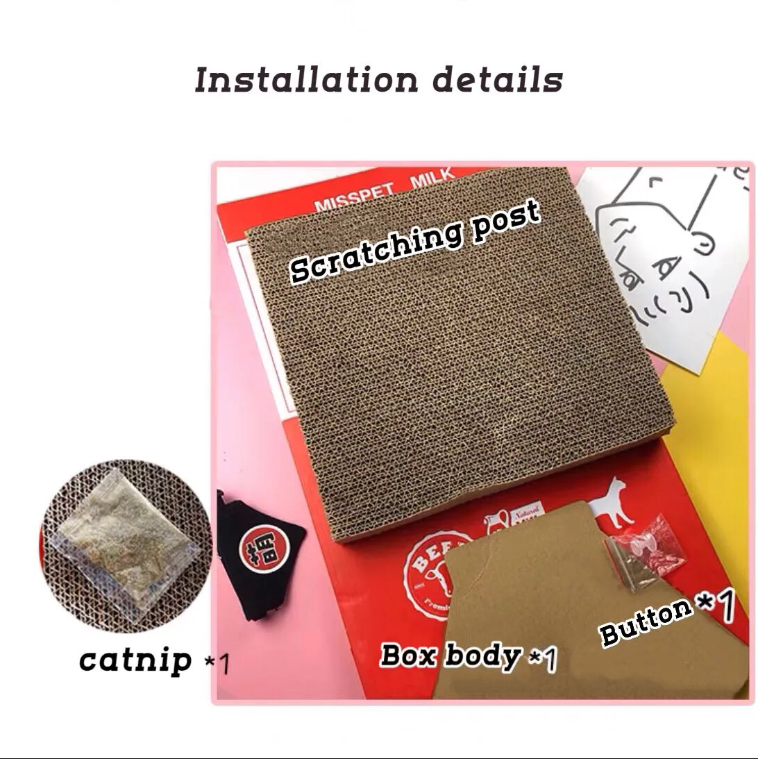 Strawberry Milk Box Cat Scratcher Nest