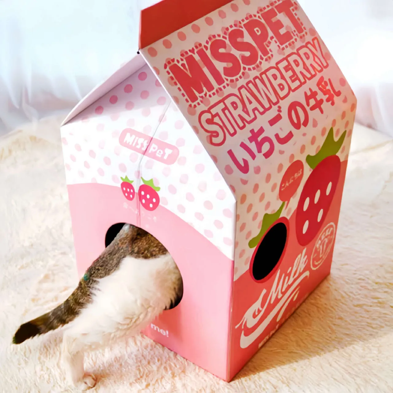 Strawberry Milk Box Cat Scratcher Nest