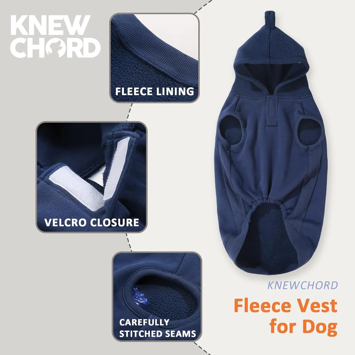 Winter Hoodie Coat for Dogs - Plush Vest Jacket, Autumn Warm Clothes (Blue-2XL)