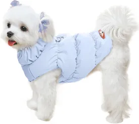 Winter Warm Dog Jacket for Small Medium Dogs Cats Cold Weather Coats with Harness Paded Dogs Fleece Vest Waterproof Windproof Dog Snow Jacket Pet Puppy Clothes (Light Blue,XL)