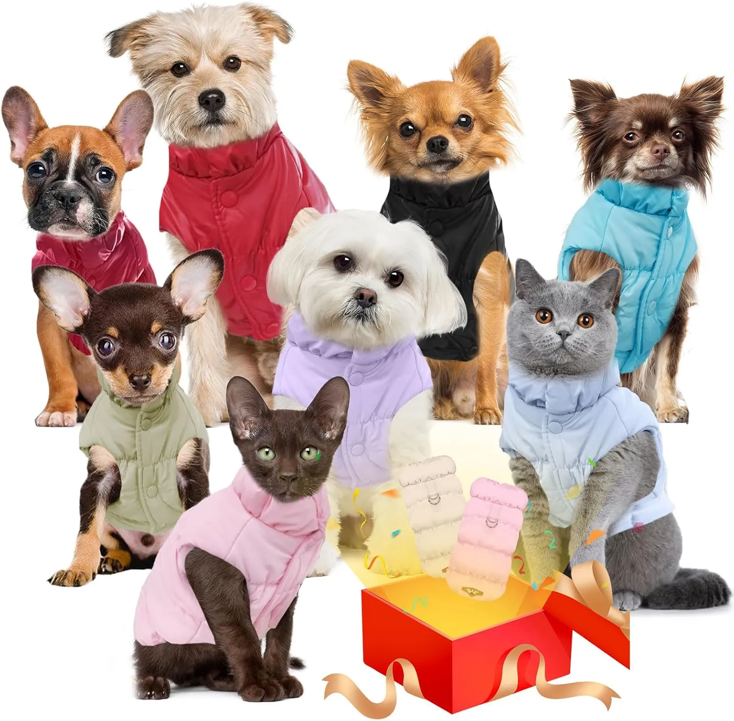 Winter Warm Dog Jacket for Small Medium Dogs Cats Cold Weather Coats with Harness Paded Dogs Fleece Vest Waterproof Windproof Dog Snow Jacket Pet Puppy Clothes (Light Blue,XL)