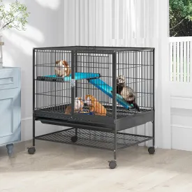 YITAHOME Metal 2-Tiers Small Animal Cages for Adult Rats Ferret Chinchilla Guinea Pig Large Hamster Indoor Critter Nation Cage Single-Story