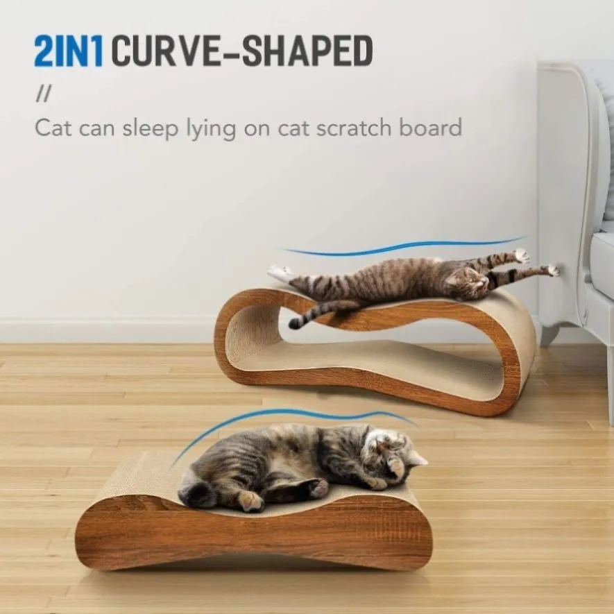 ZUN 2 in 1 Cat Scratcher Cardboard Lounge Bed, Cat Scratching Board, Durable Board Pads Prevents 05005705