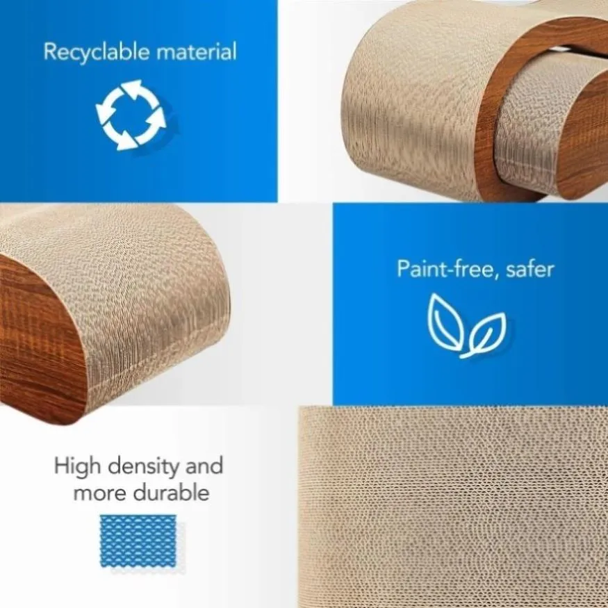 ZUN 2 in 1 Cat Scratcher Cardboard Lounge Bed, Cat Scratching Board, Durable Board Pads Prevents 05005705