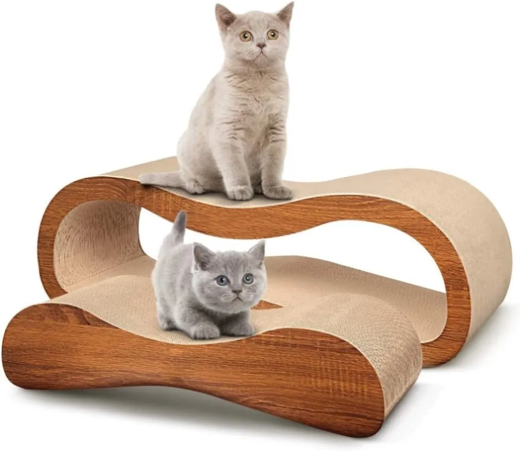 ZUN 2 in 1 Cat Scratcher Cardboard Lounge Bed, Cat Scratching Board, Durable Board Pads Prevents 05005705
