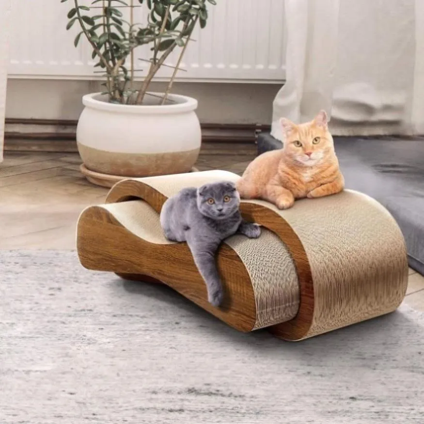 ZUN 2 in 1 Cat Scratcher Cardboard Lounge Bed, Cat Scratching Board, Durable Board Pads Prevents 05005705